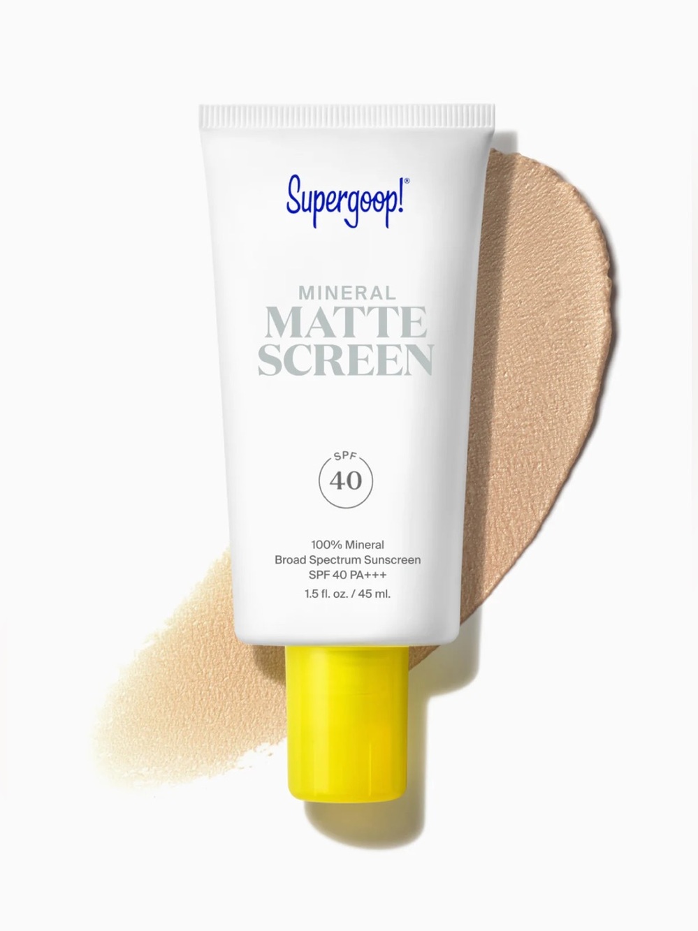 NEW Supergoop! Mineral Matte Screen SPF 40 Sunscreen - White with Yellow Cap